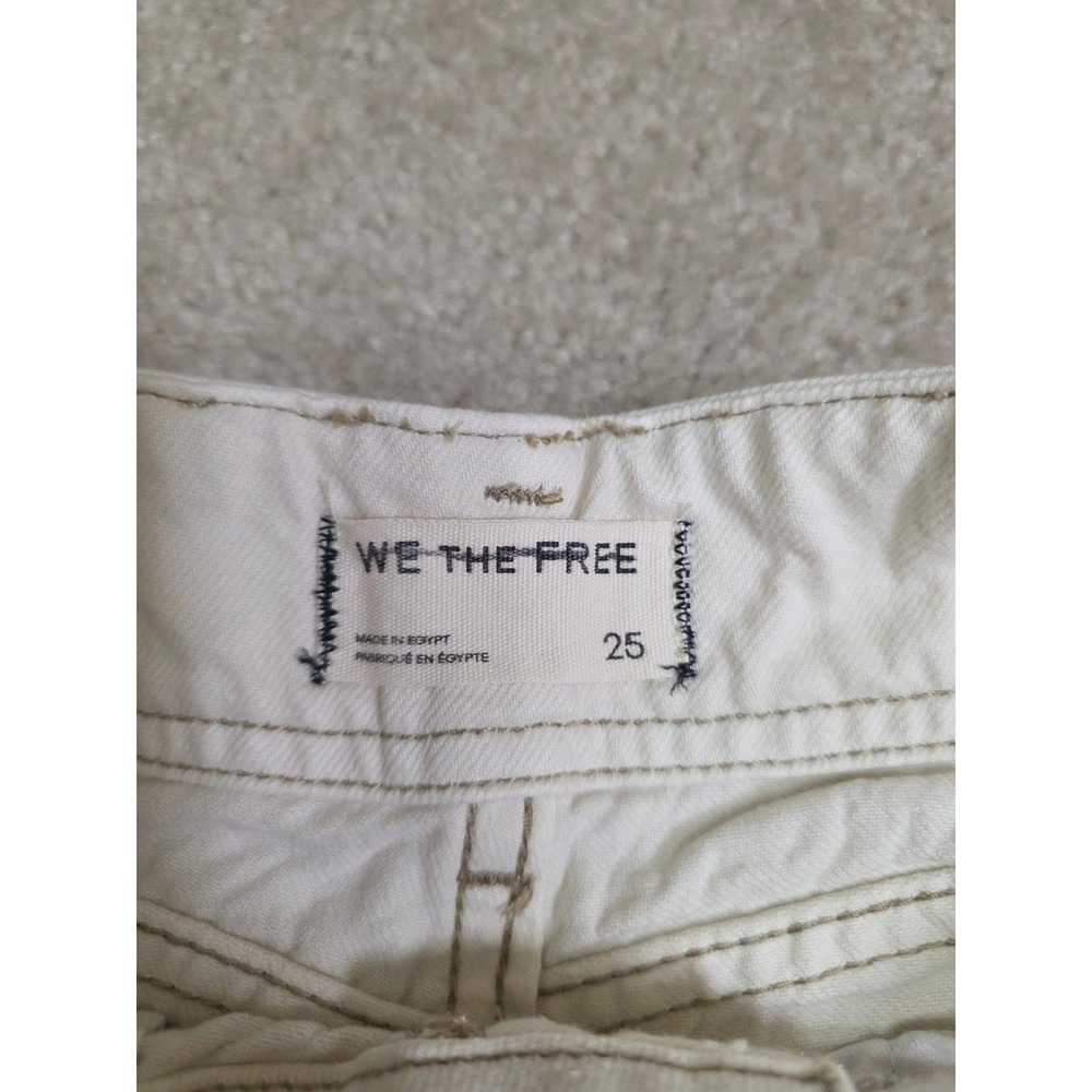 We The Free Free People Wide Leg Jeans Cream Off White Contrast Stitch Size 25 - Picture 8 of 12